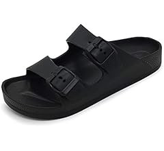 FUNKYMONKEY Women's Comfort Slides Double Buckle Adjustable EVA Flat Sandals | Amazon (US)