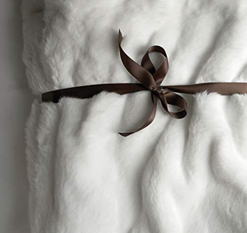 Luxury Faux Fur Oversized Throw Blanket with Plush Velvet Reverse, Fox Lynx or Gray Mink (White X-Long) | Amazon (US)