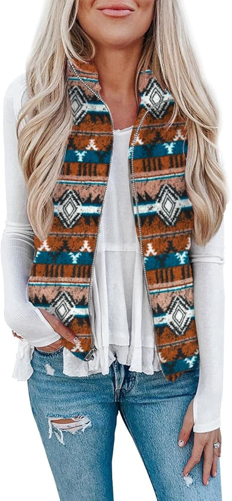 LOMON Womens Fuzzy Sherpa Fleece Jacket Lightweight Vest Cozy Sleeveless Cardigan Zipper Waistcoa... | Amazon (US)