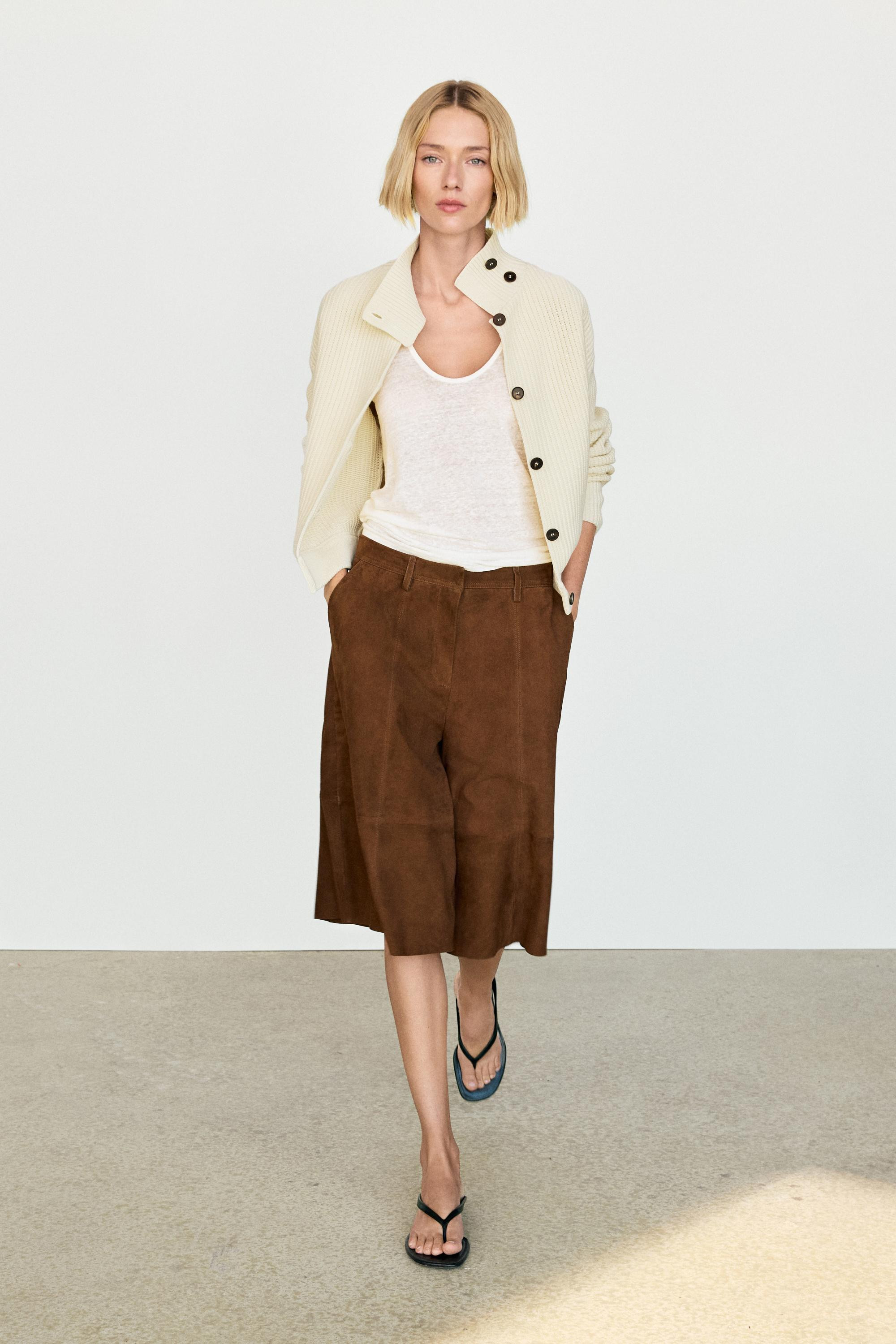 100% cotton turtleneck knit cardigan | Massimo Dutti US