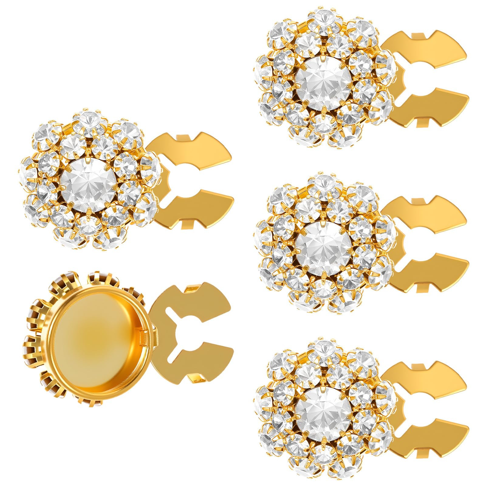 5 Pcs Button Covers, Button Covers for Women Blouses Rhinestone Crystal Detachable Cover Clip-On ... | Amazon (US)
