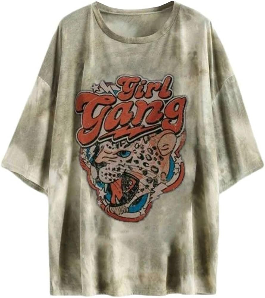 Fenxxxl Women’s Oversized Tshirt Short Sleeve Tunic Tops Crew Neck Casual Drop Shoulder Loose T... | Amazon (US)