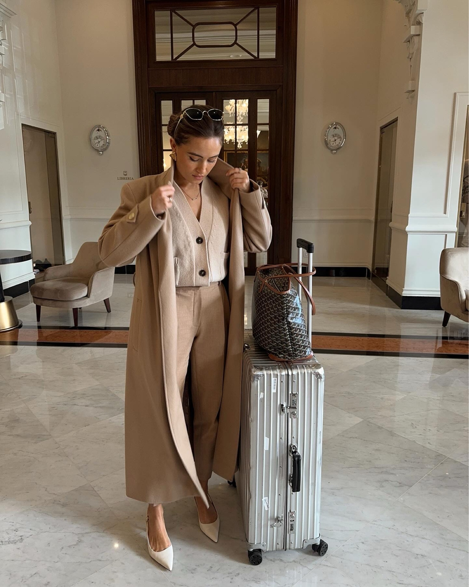 Holland Cooper coat
Aritzia Trousers 
Rosae Paris knit
 