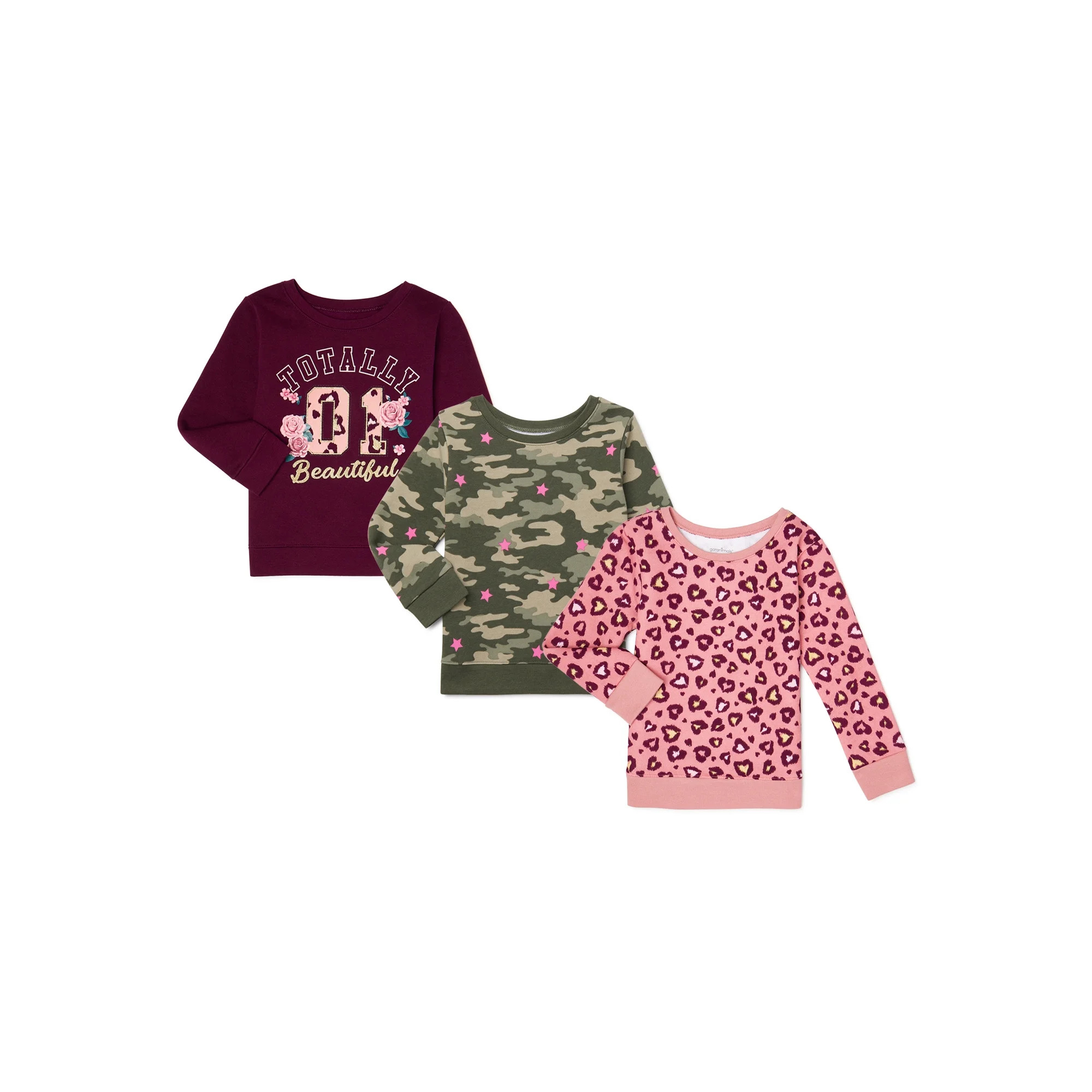 Garanimals Toddler Girls Fleece Sweatshirts, 3-Pack | Walmart (US)