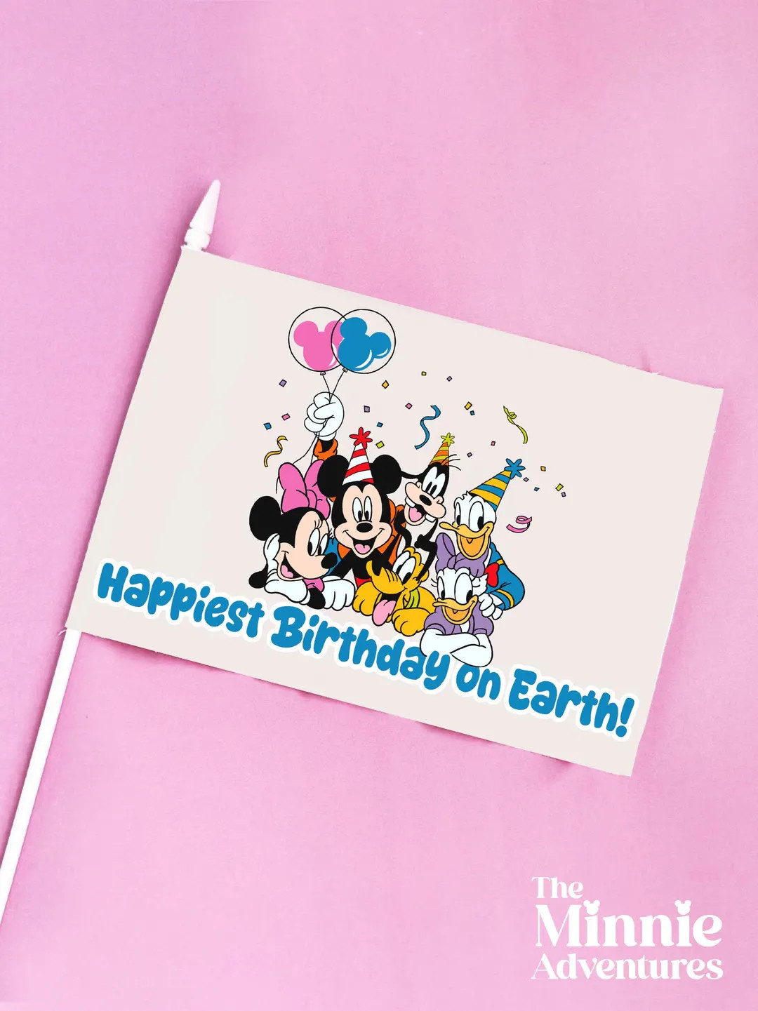Theme Park Stroller Flag w/ clip | Stroller Tag | Mini Flag | Happiest Birthday on Earth | Mouse ... | Etsy (US)