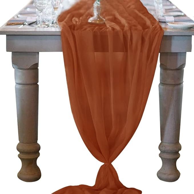 Socomi 10ft Terracotta Chiffon Table Runner 29x120 Inches Wedding Runner Sheer Bridal Shower Part... | Amazon (US)