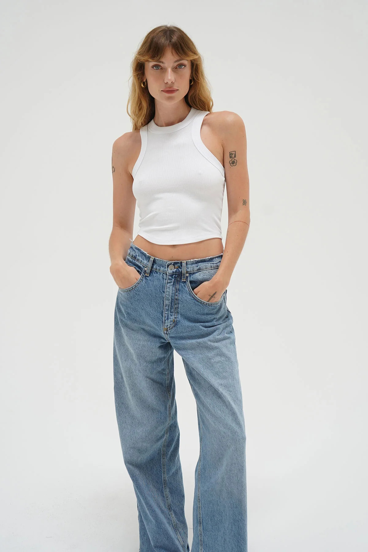 LNA Detra Ribbed Tank in White | LNA Clothing