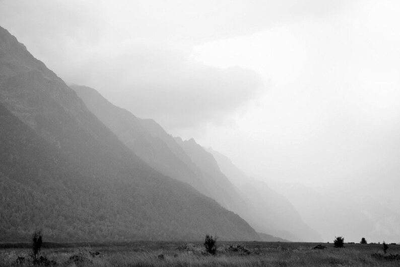 Foggy Mountains Set of 2 Mountain Wall Art Landscape Photography Prints Black and White Nature Ar... | Etsy (US)