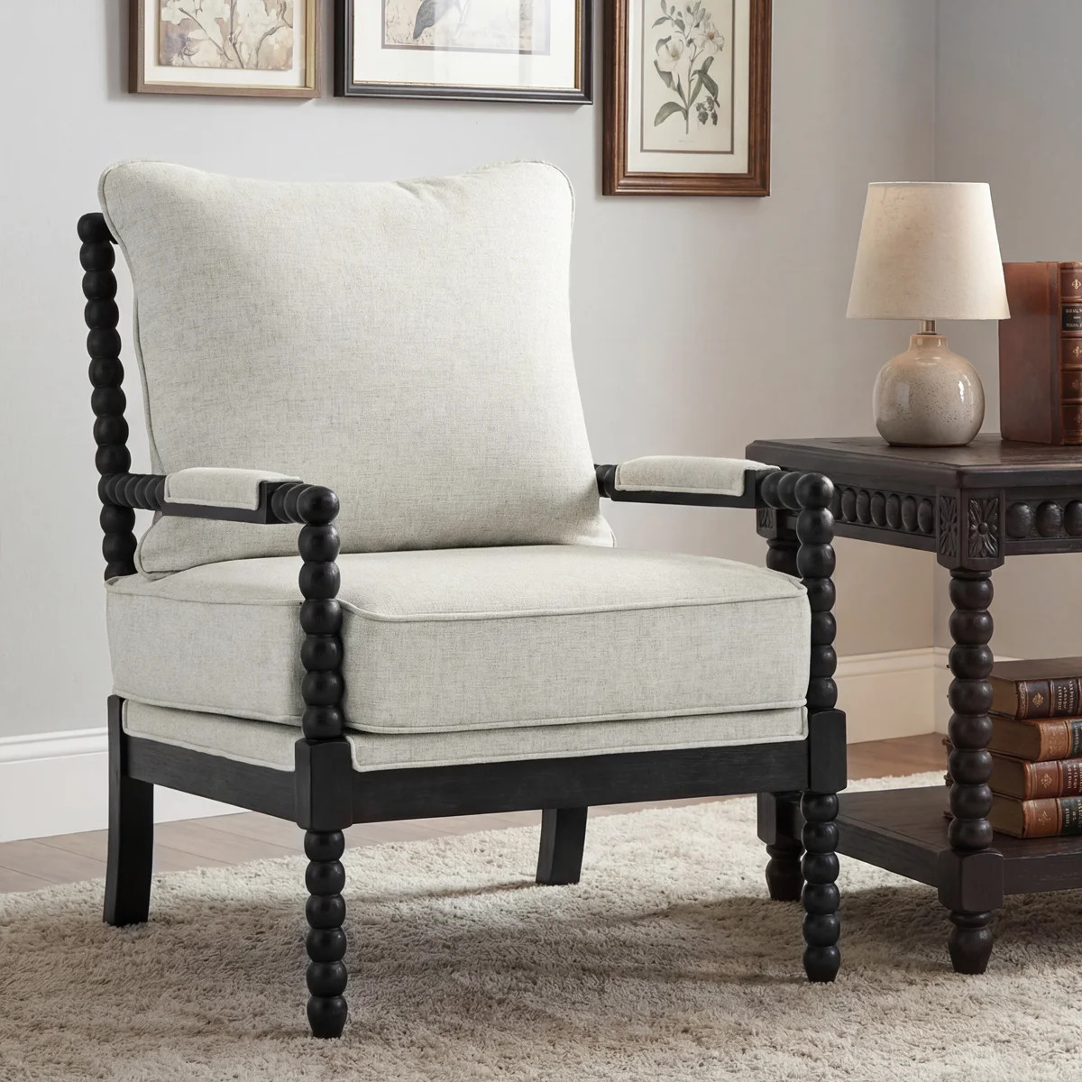Lorentz Modern Farmhouse Accent Chair 25.5" Wide with Turned Wood and Solid Frame | Wayfair North America