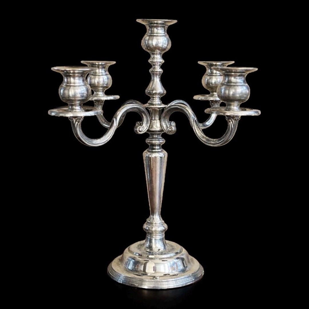 Vintage Silverplate 5 Arm Candelabra – Hollywood Regency Tabletop Candle Holder, Elegant Table ... | Etsy (US)