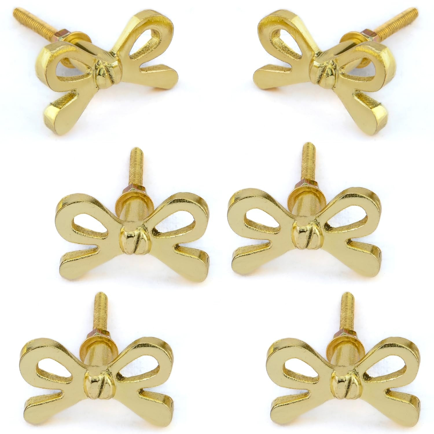 Perilla Home Set of 6 Brass Bow Knobs for Cabinet & Drawers Decorative Bow Knobs for Home Kitchen... | Amazon (US)