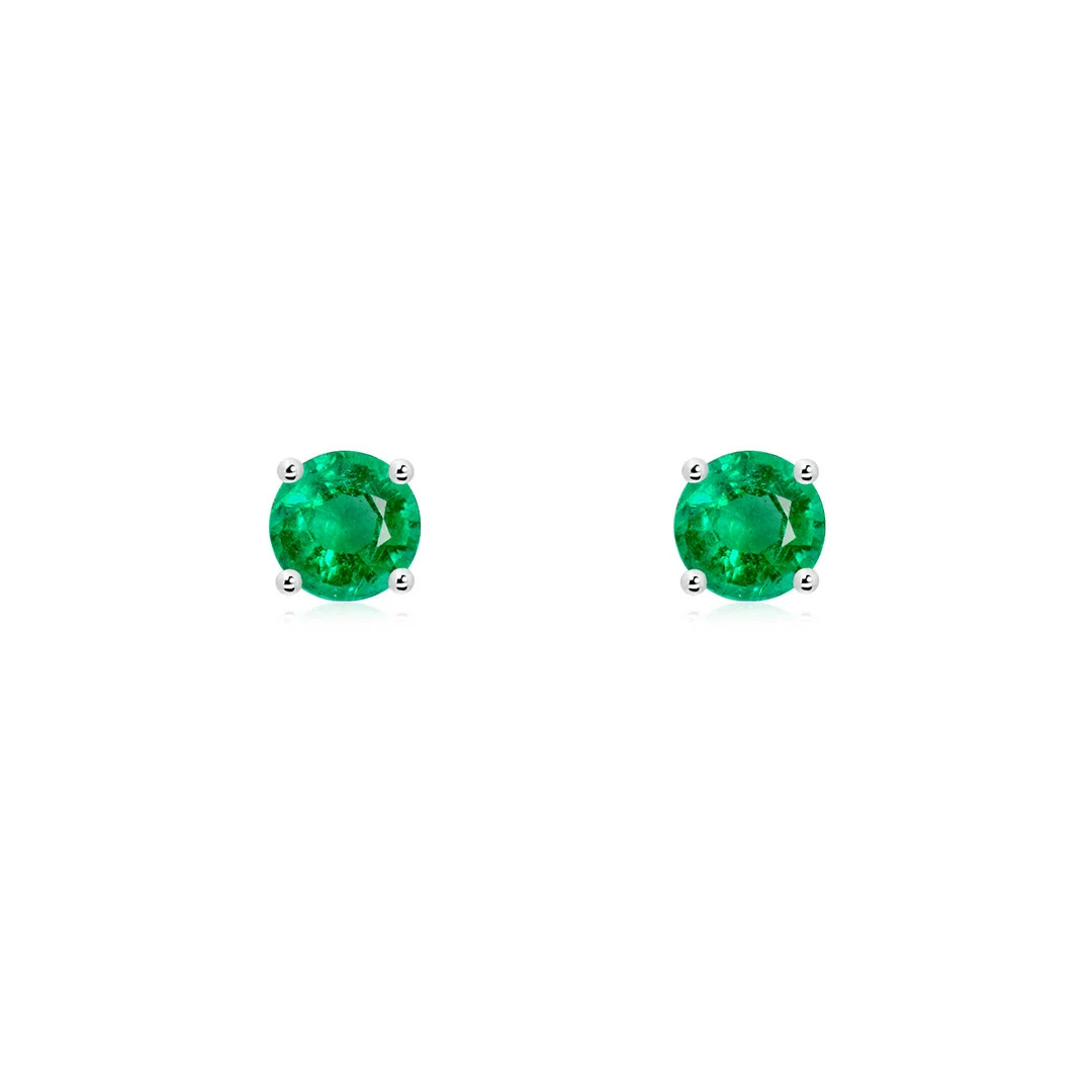 Round Emerald Stud Earrings | Angara Inc.
