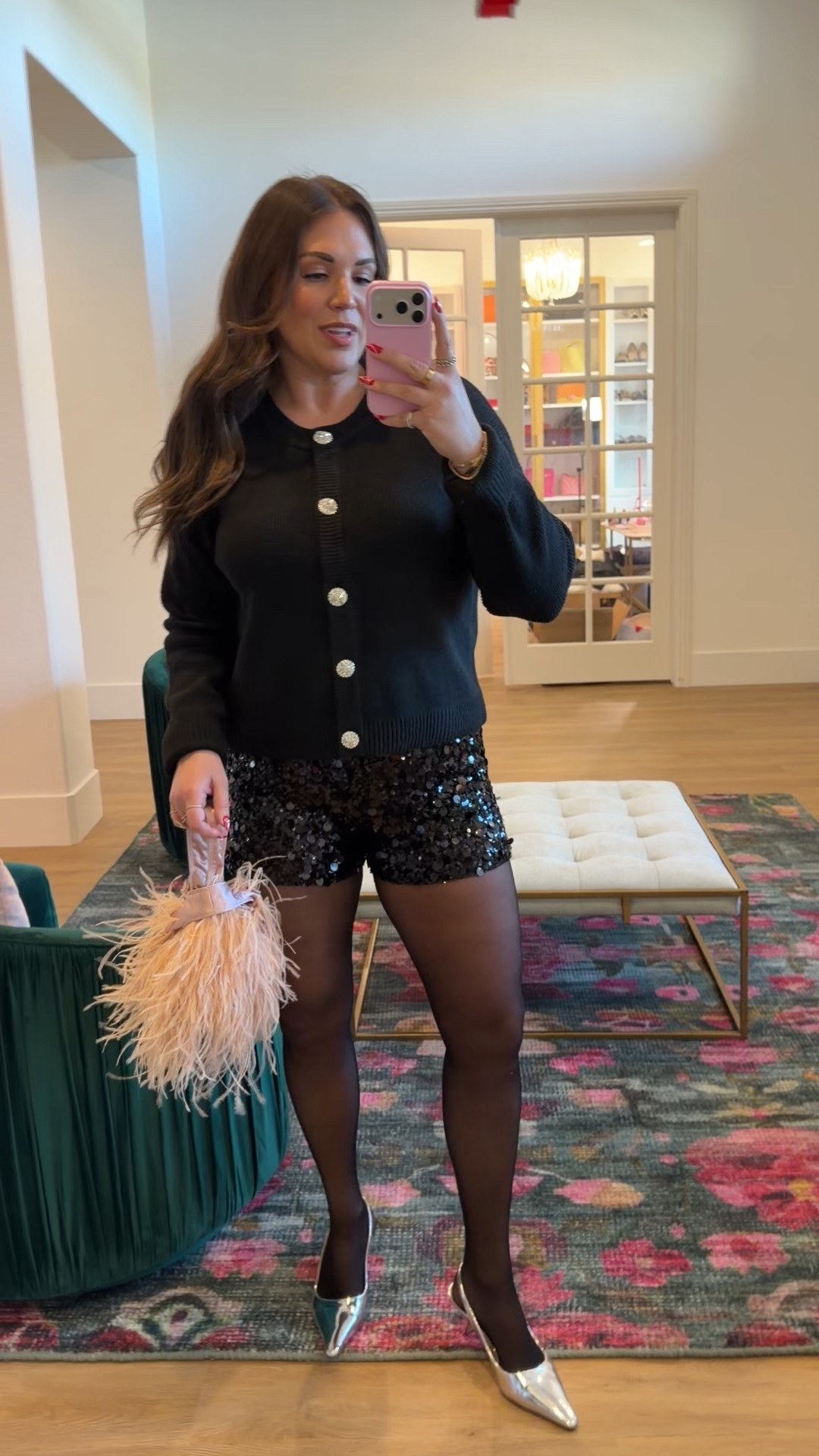 curvy midsize New Year’s Eve outfit! wearing size xl in embellished sweater and sequin micro shorts! 

#LTKSeasonal #LTKMidsize #LTKHoliday