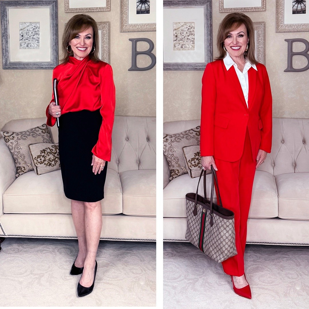 Red doesn’t belong to just one day ❤️

February is the perfect time to wear it — whether you’re heading into meetings or styling it for everyday life.

A red blouse instantly elevates a classic black skirt.

 A tailored red suit brings confidence and presence to your workday.

Same color.
Different approaches.
Both are completely wearable.

If you’re looking for ideas on what to wear this month, including how to work bold color into your wardrobe, I just shared it all in my latest blog
post on my website, dianneinstyle.com


#LTKOver40 #LTKValentine #LTKootd