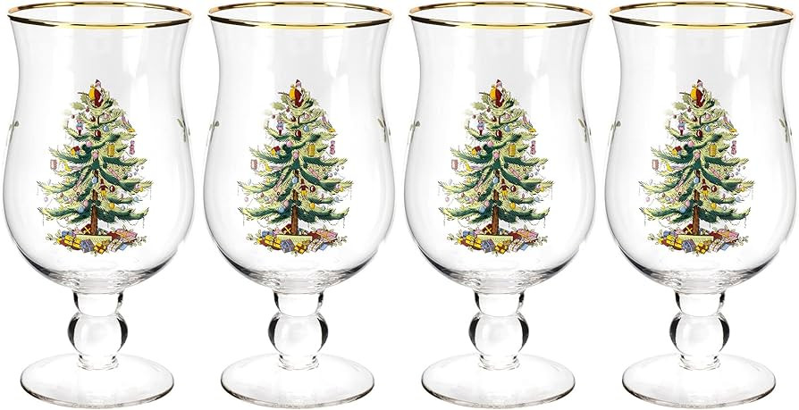 Spode Christmas Tree Glassware - Set of 4 -Made of Glass – Gold Rim- Classic Drinkware - Gift for Ch | Amazon (US)