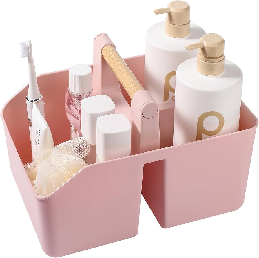 rejomiik Portable Shower Caddy Basket with Bamboo Handle, Plastic Cleaning Caddy Bathroom Organiz... | Amazon (US)