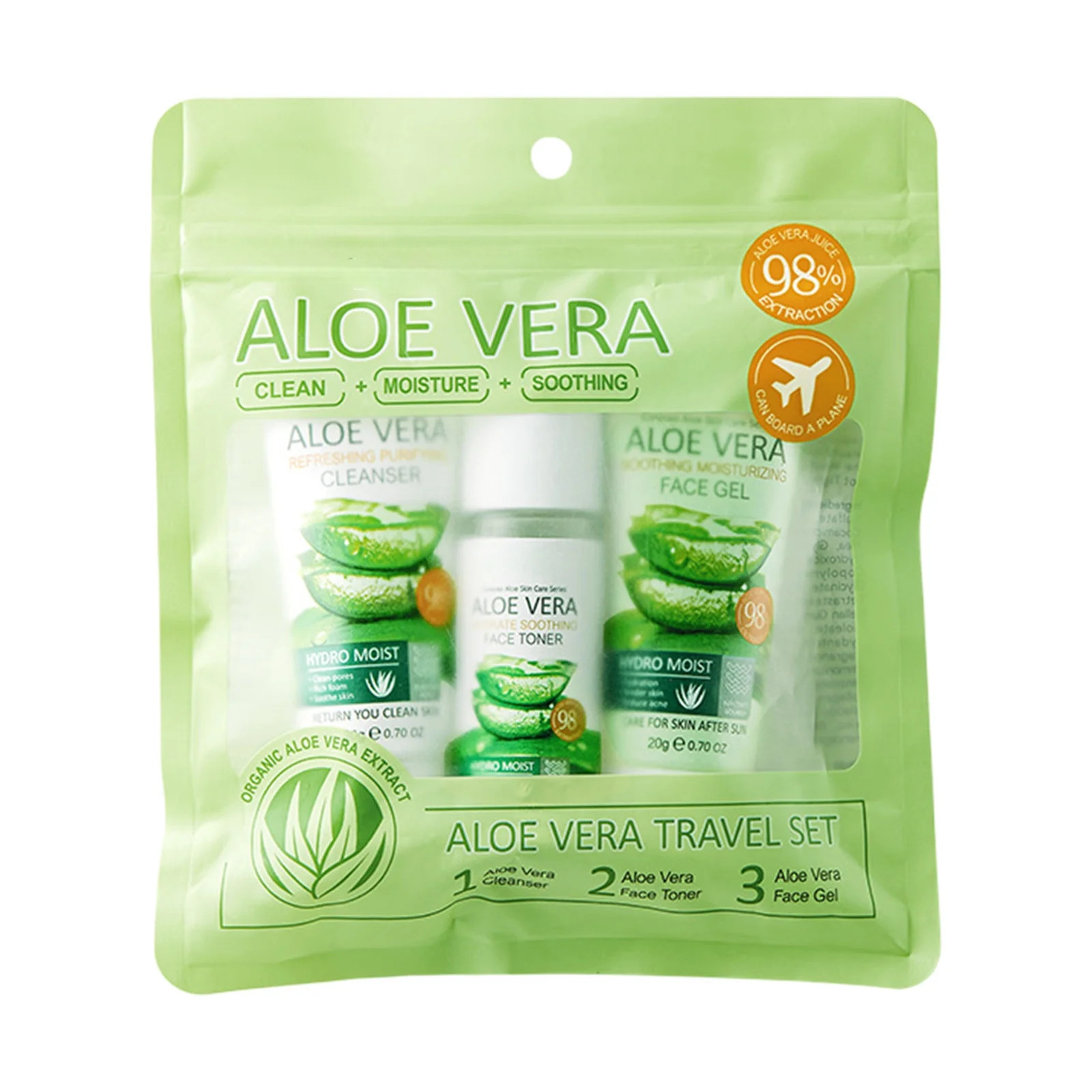 HHBEAUTY Aloe Vera Skin Care Set,Facial Kit with Facial Cleanser,Toner,Exfoliating Gel,Travel Ski... | Walmart (US)
