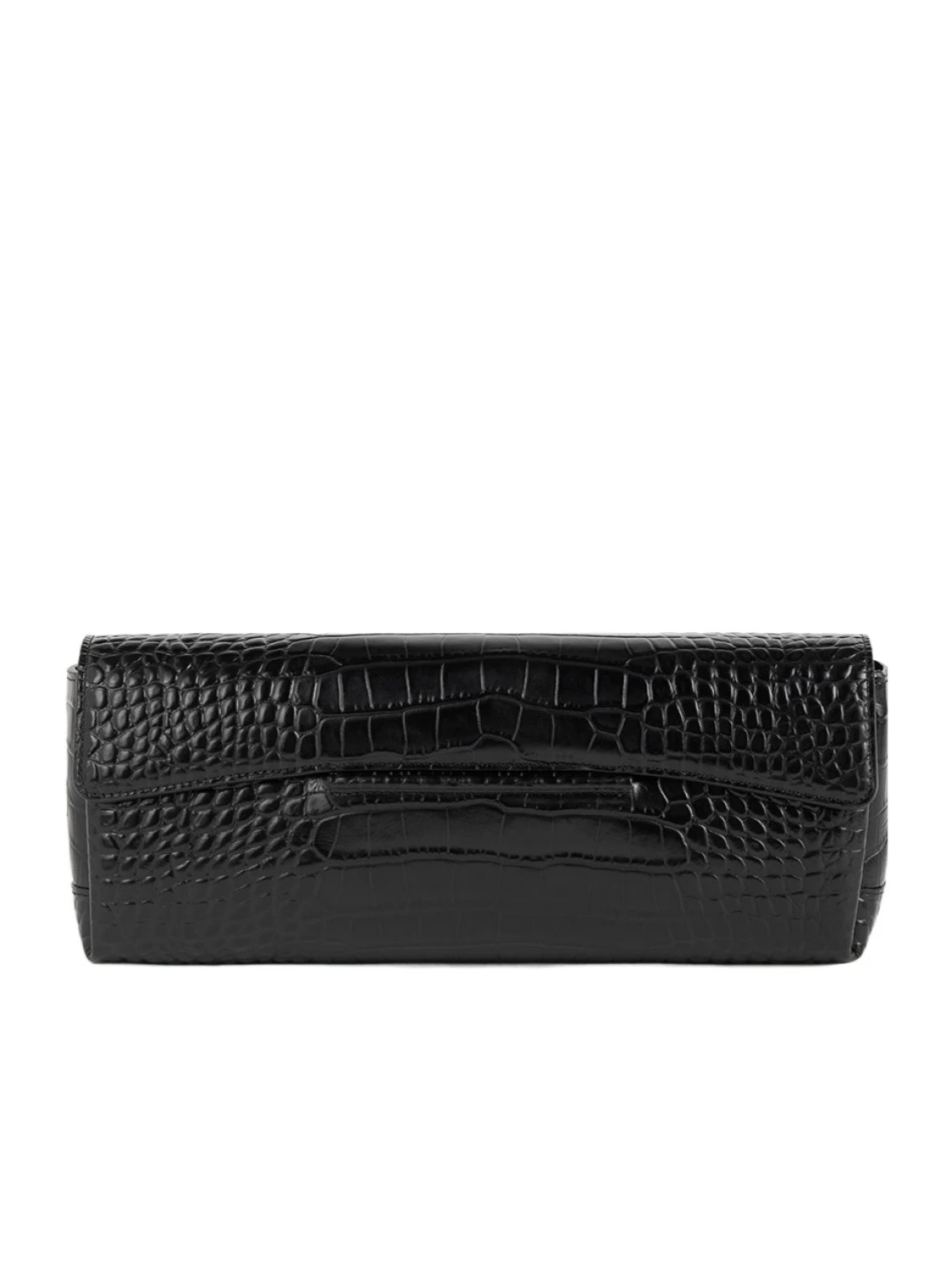 croc-embossed flap clutch bag | Senser US