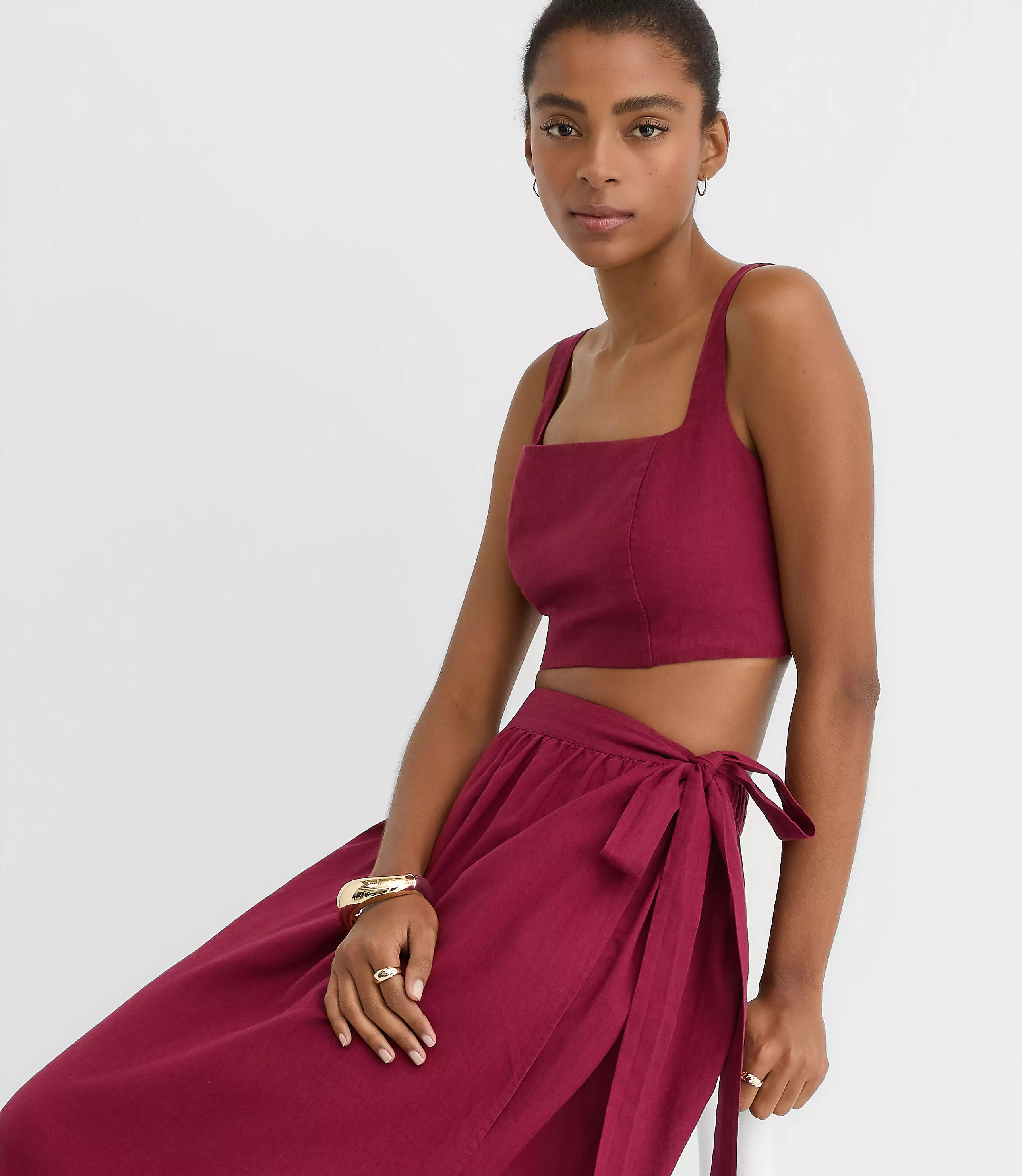 LOFT Beach Linen Cotton Square Neck Bralette | LOFT