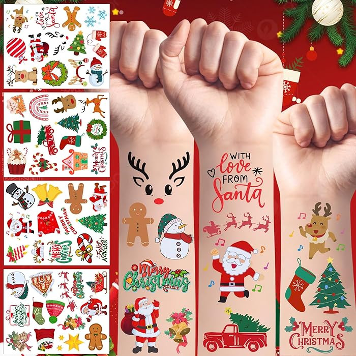 Christmas Temporary Tattoos Christmas Decorations Party Favors Chrismas Party Supplies Accessorie... | Amazon (US)