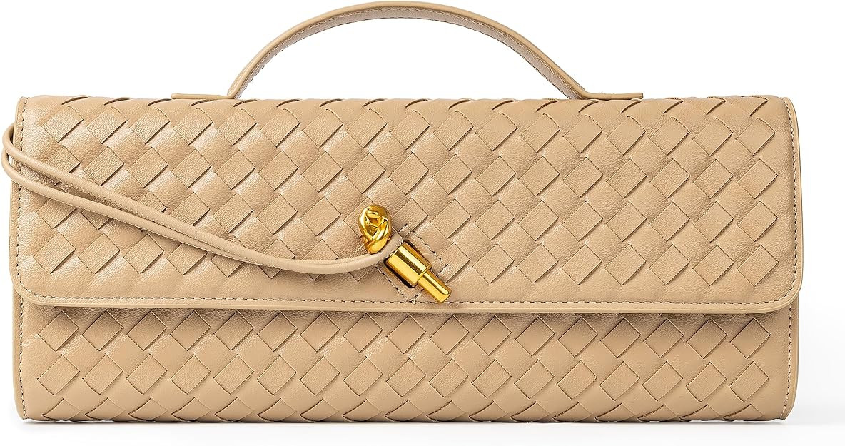 Joryin Woven Purse for Women Evening Clutch Woven Leather Handbags Crossbody Bag Purse Formal Eve... | Amazon (US)