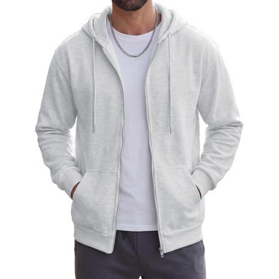INSPIRE CHIC Men's Casual Lightweight Solid Color Zip Up Drawstring Hooded Jacket X-Large Light Gray | Target