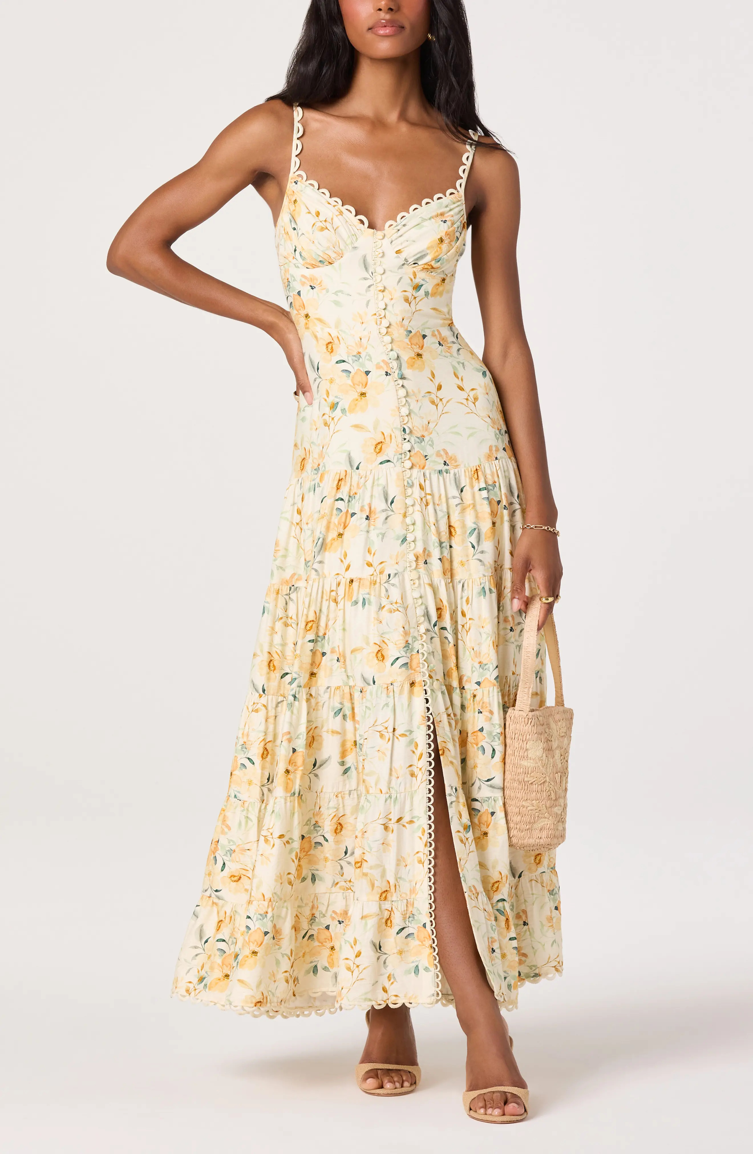ASTR the Label Tazia Floral Tiered Midi Dress (Women) | Nordstrom | Nordstrom