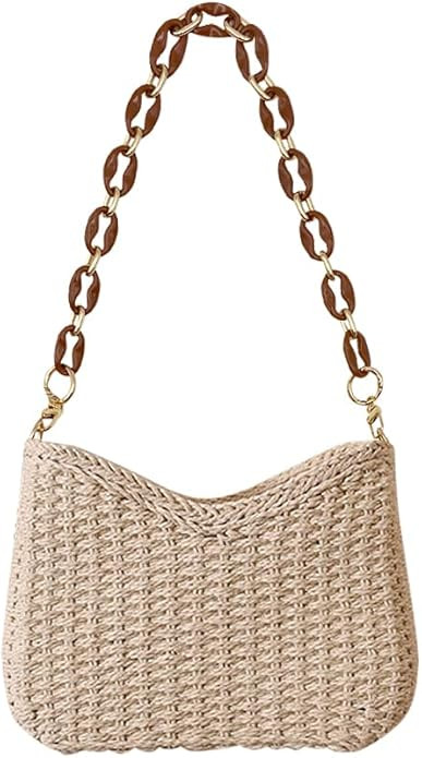 JYG Straw Woven Shoulder Bag for Women Summer Beach Travel Crossbody Handbag Classics Satchel Pur... | Amazon (US)