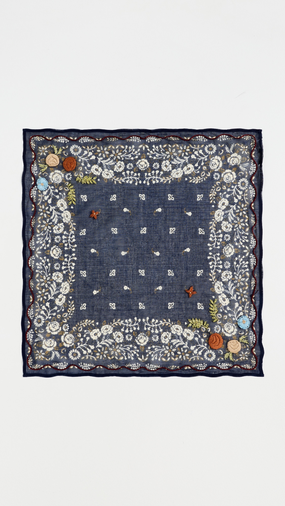 Chan Luu Embroidered Floral Bandana Mood Indigo One Size | Shopbop