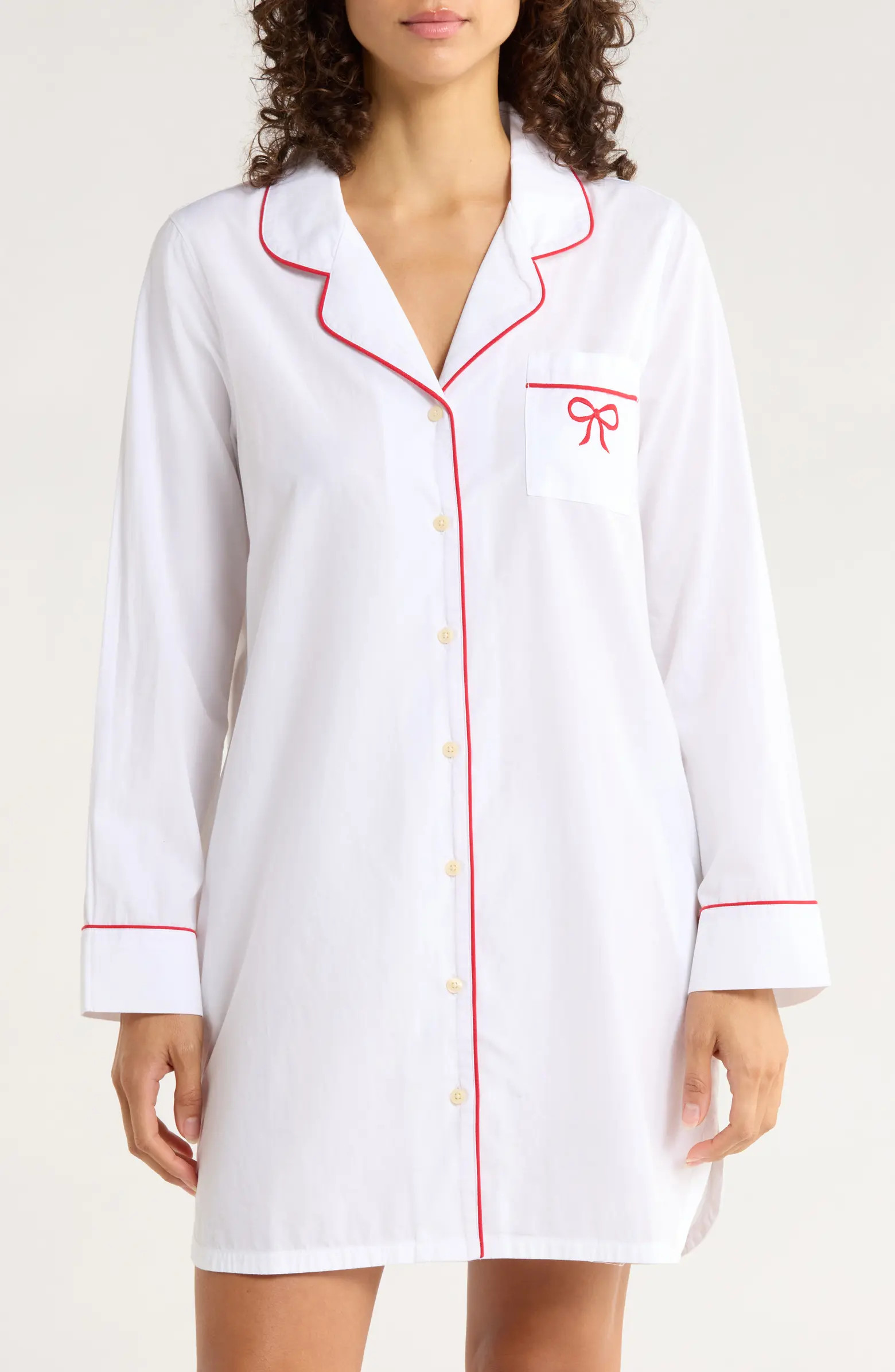 Nordstrom Classic Piped Cotton Nightshirt | Nordstrom | Nordstrom