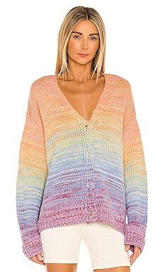 525 Mixed Marl Stripe Cardigan in Flamingo Pink Multi from Revolve.com | Revolve Clothing (Global)