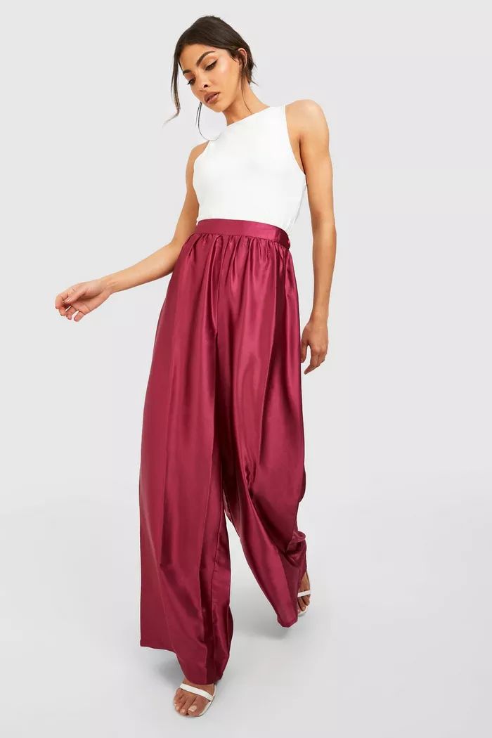 Satin Wide Leg Pants | boohoo (US & Canada)