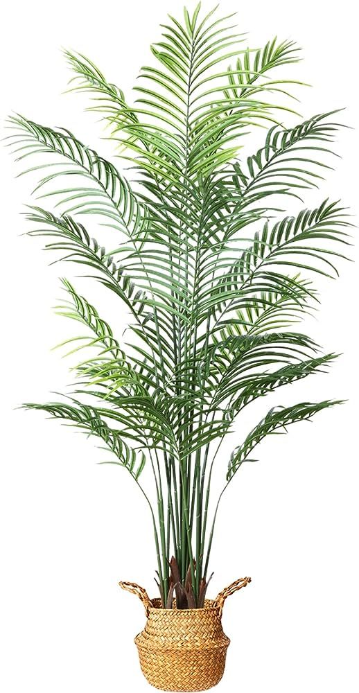 MOSADE Artificial Areca Palm Tree 6Feet Fake Tropical Palm Plant and Handmade Seagrass Basket, Pe... | Amazon (US)