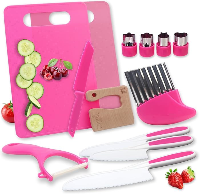 Montessori Kitchen Tools Toys Gifts for Kids Girls 4 5 6 7 8 9 10 Years Old, Real Cooking Safe Kn... | Amazon (US)