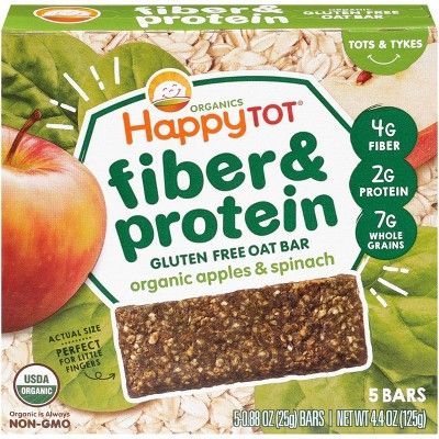 HappyTot Fiber & Protein Organic Apples and Spinach Soft-Baked Oat Bar - 5ct/0.88oz Each | Target