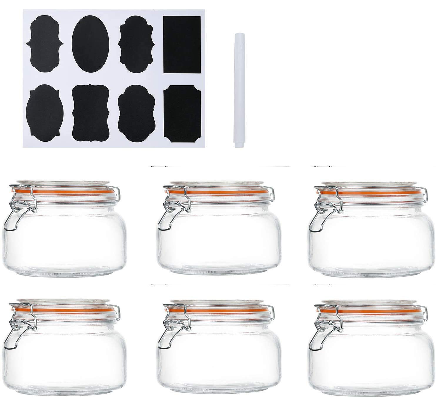 Encheng 16 oz Glass Jars With Airtight Lids And Leak Proof Rubber Gasket,Wide Mouth Mason Jars Wi... | Amazon (US)