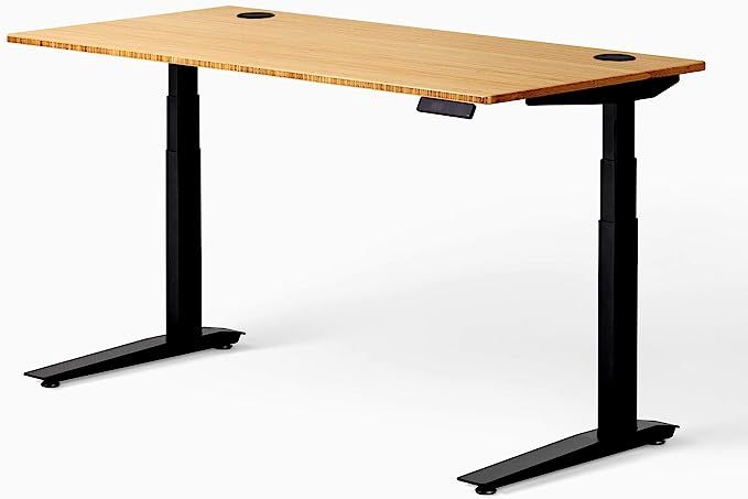 Jarvis Fully Standing Desk 60" x 30" Natural Bamboo Top - Electric Adjustable Desk Height from 25... | Amazon (US)