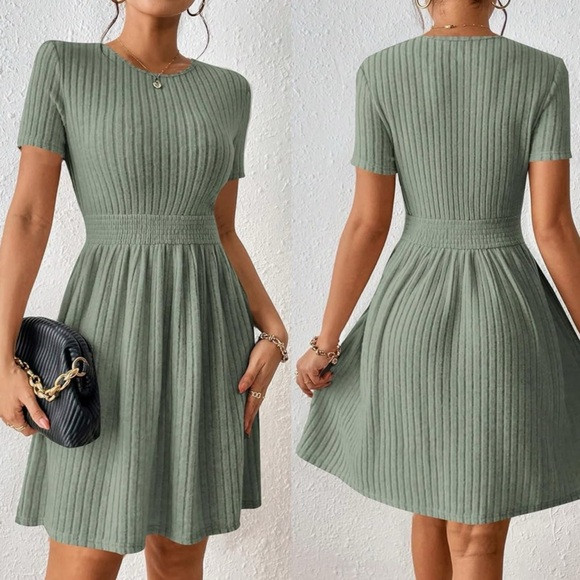 Green Ribbed Dress (M) | Poshmark