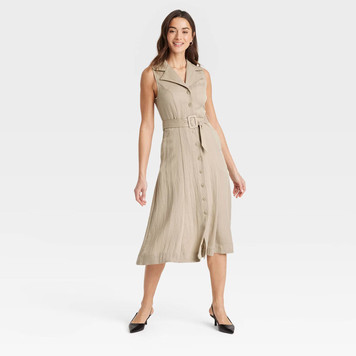 Women's Tie-Waist Midi Shirtdress - A New Day™ | Target
