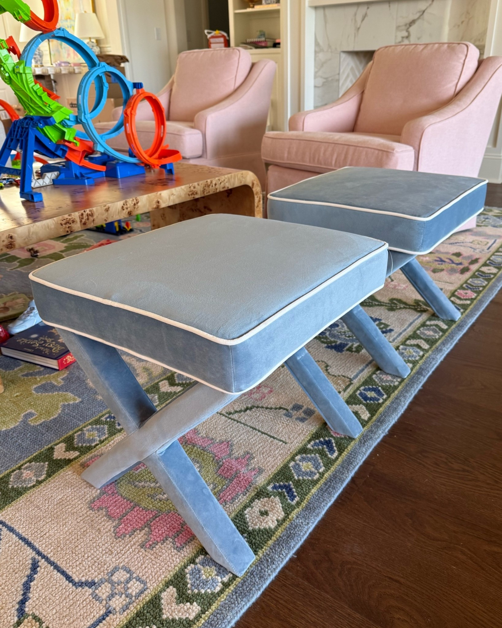 Blue velvet ottoman / blue velvet x bench / grand millennial home style

#LTKHome