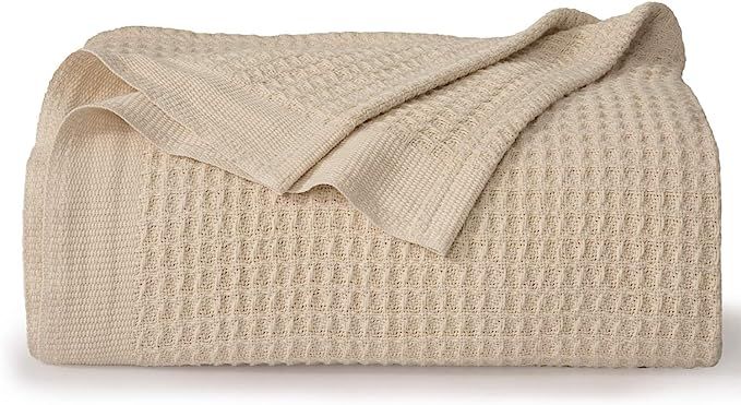 Bedsure 100% Cotton Thermal Blanket - 405GSM Soft Blanket in Waffle Weave for Home Decoration - P... | Amazon (US)