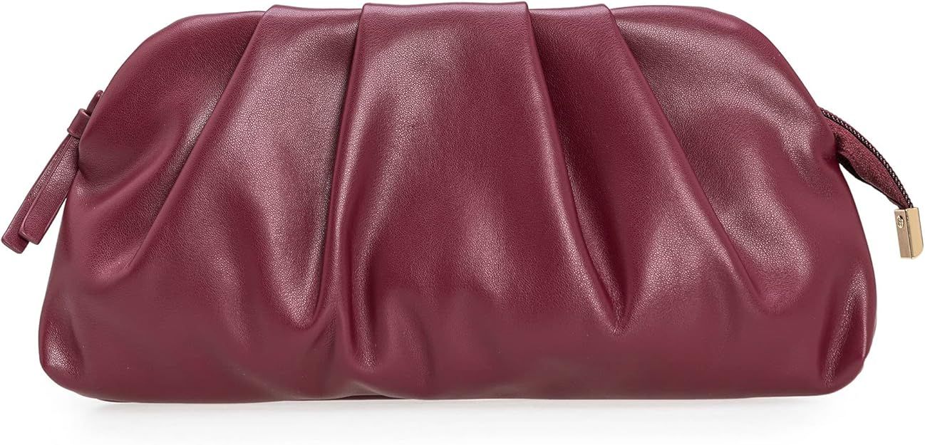 CHARMING TAILOR Chic Soft Vegan Leather Clutch Bag Dressy Pleated PU Evening Purse for Women | Amazon (US)