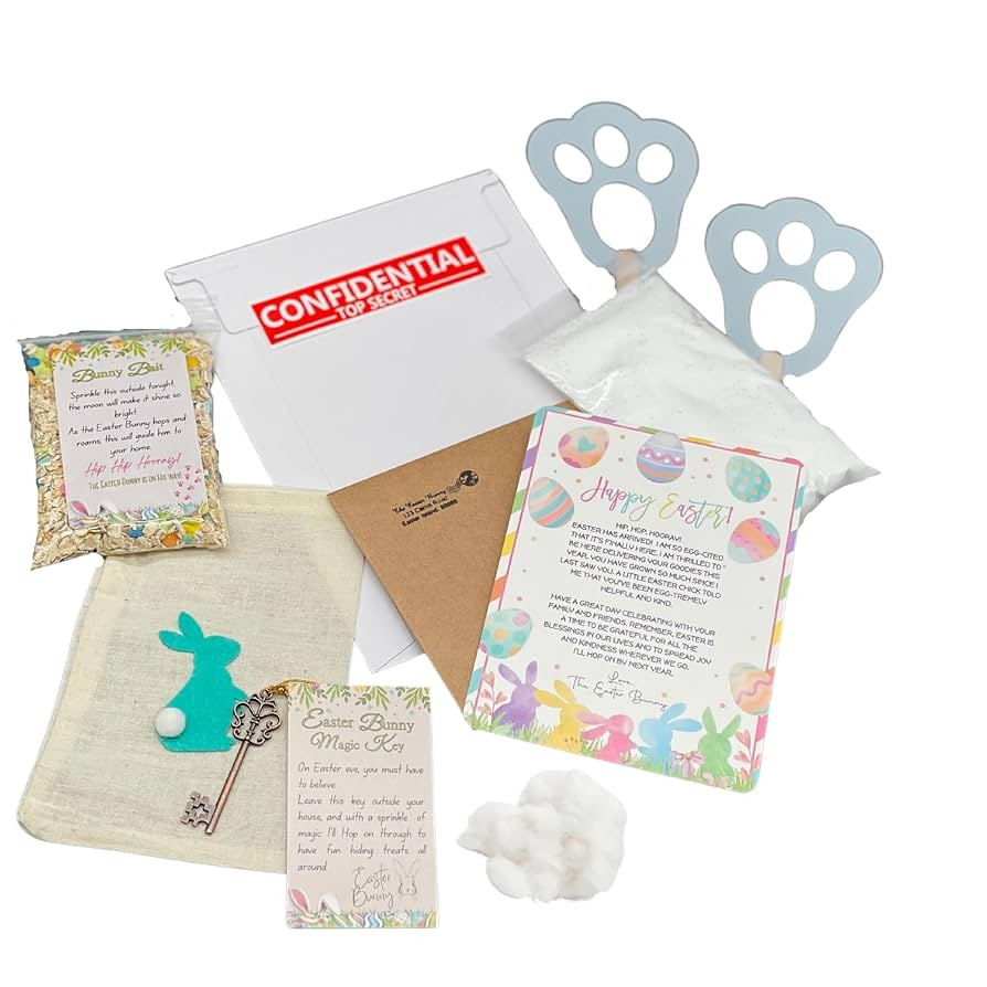 Easter Bunny Evidence Kit - Easter Bunny Magic Key, Bunny Footprints, Easter Bunny Letter, Bunny ... | Amazon (US)