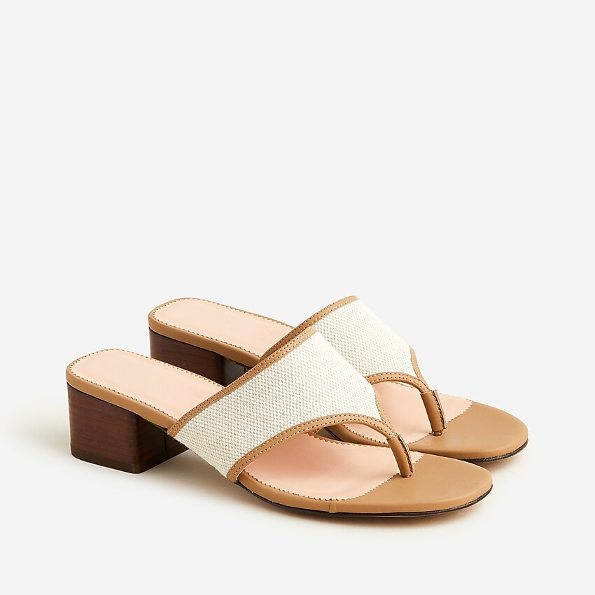 Thong block-heel sandals in canvas and leather | J. Crew US