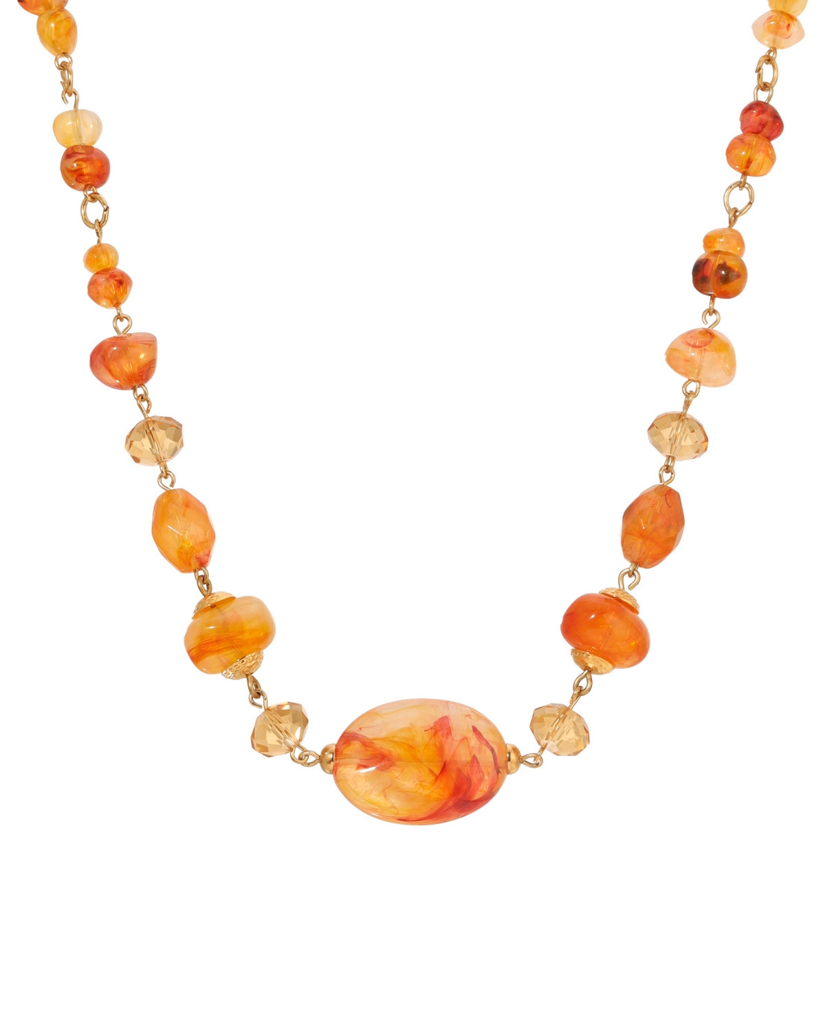 2028 Faux Amber Bead Necklace - Brown | Macy's