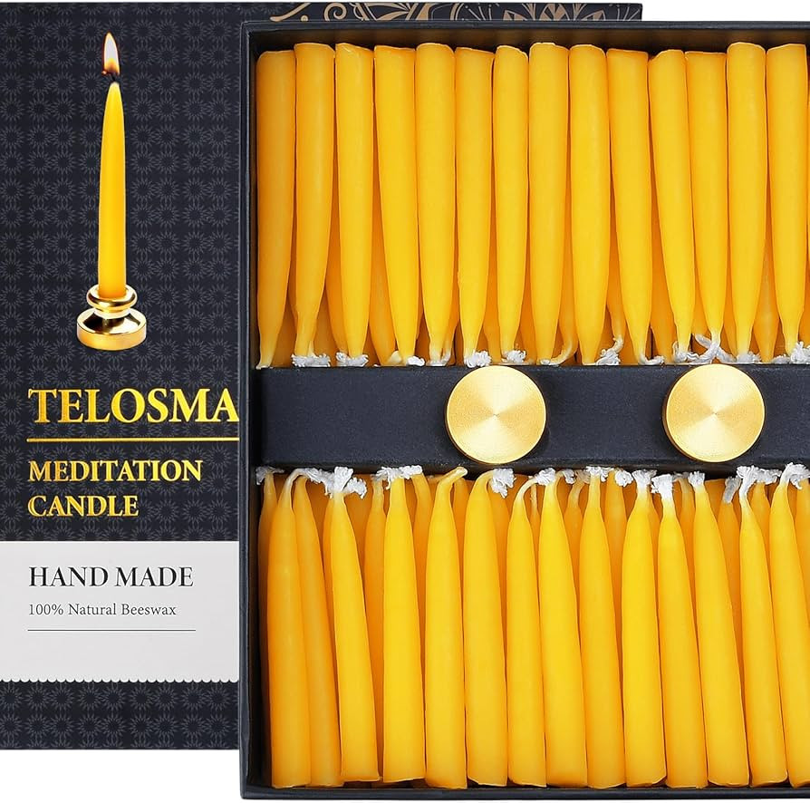 100-Pack Pure Beeswax Meditation Candles –20 Minute Bees Wax Candles, 0.28 inch Thin Mini Taper... | Amazon (US)