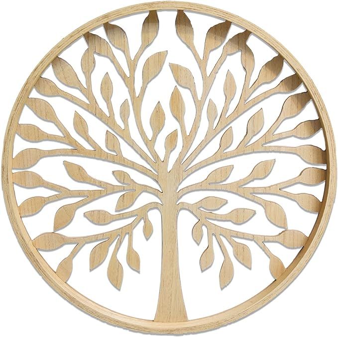 Sheffield Home 20 Inch Round Tree of Life Wood Wall Décor, Natural Finish | Amazon (US)