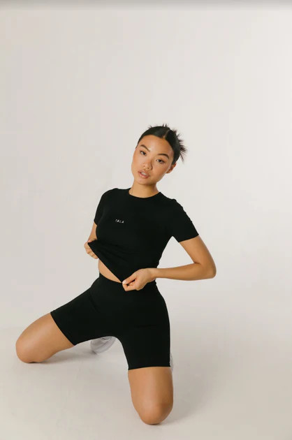 ZAE SHORT SLEEVE CROP TOP - BLACK | TALA (UK)