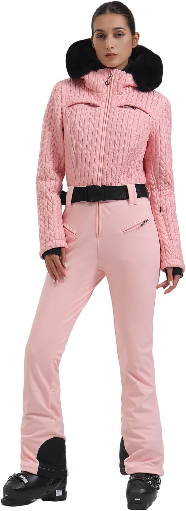 GSOU SNOW Ski Suit Women One Piece Snowsuit Slim Jumpsuit Faux Fur Collar Snowboard Outdoor Sport... | Amazon (US)