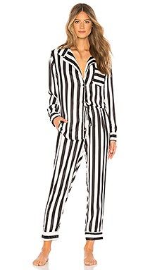 Plush Silky Striped PJ Set in Black & White from Revolve.com | Revolve Clothing (Global)
